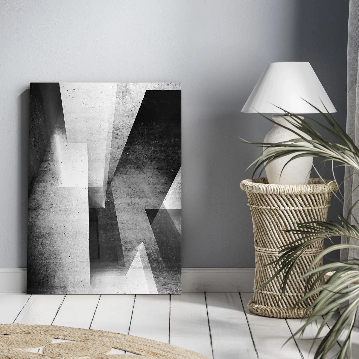 Quadro su tela - Stampe su Tela - Forme geometriche in una composizione monocromatica - 50x70cm - La struttura dello spazio - Decorazione murale moderna per soggiorno e camera da letto ARTTOR