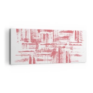 Quadro su tela - Stampe su Tela - Texture astratte rosa su sfondo bianco - 120x50cm - Città rossa - Decorazione murale moderna per soggiorno e camera da letto ARTTOR