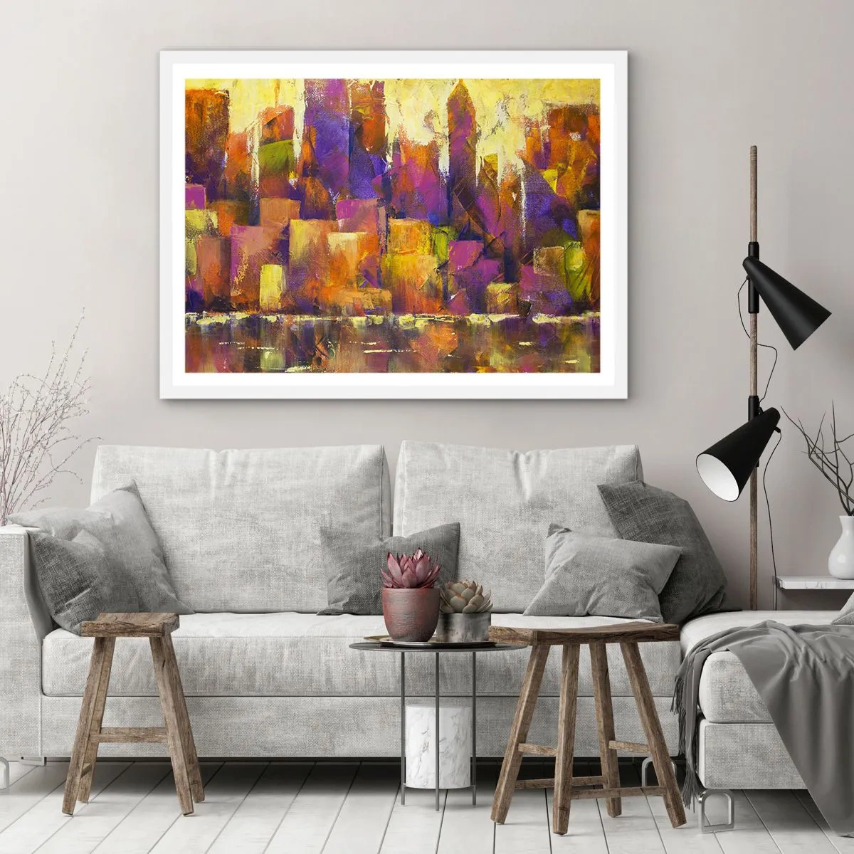 Poster in cornice bianca - Composizione metropolitana - 40x30 cm