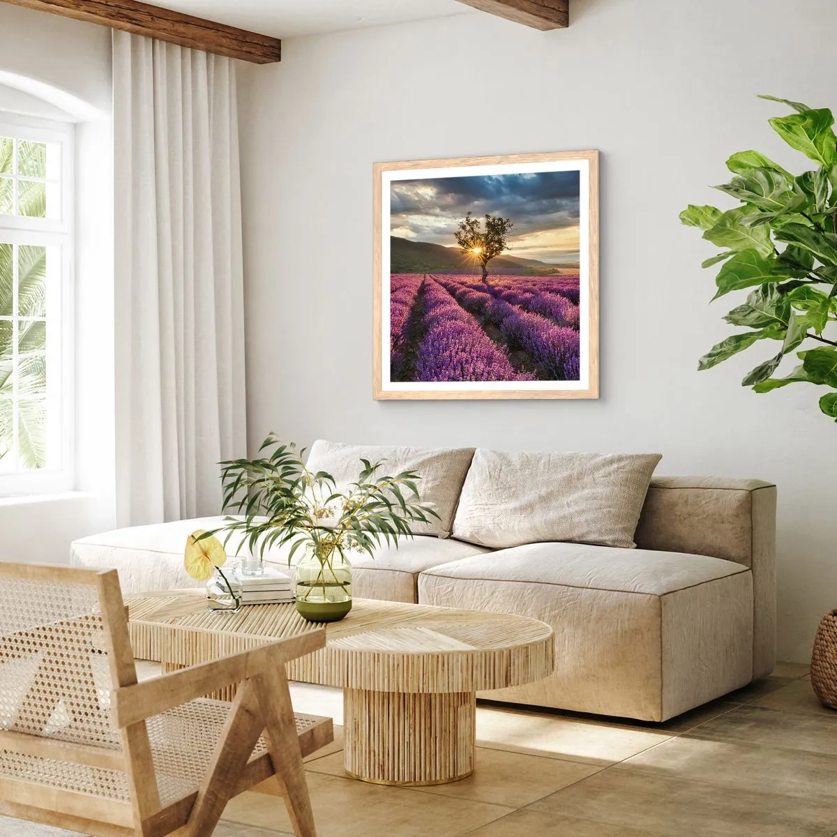 Poster in cornice rovere chiaro - Aroma di colore lilla - 60x60 cm