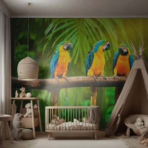 Fotomurale su misura Premium Sand - Hai sentito che ha fatto? - Uccelli, Pappagalli, Natura