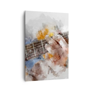 Quadro su tela - Stampe su Tela - Immagine astratta di una mano che suona la chitarra - 70x100cm - Poesia tra le corde - Decorazione murale moderna per soggiorno e camera da letto ARTTOR