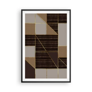Poster in cornice nera - Mosaico di marrone e oro - 61x91 cm
