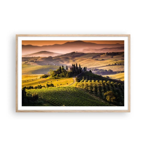 Poster in cornice rovere chiaro - Arcadia: paesaggio toscano - 91x61 cm