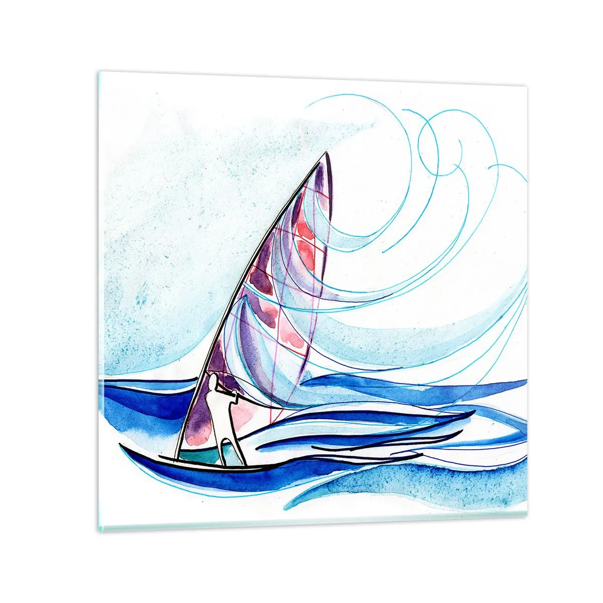 Quadro su vetro - Con il vento al ritmo delle onde - 30x30 cm