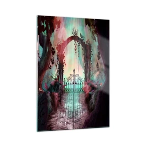 Quadro su vetro - Porte magiche in una foresta da favola - 50x70cm - Il giardino dei misteri - Decorazione murale moderna per soggiorno e camera da letto ARTTOR