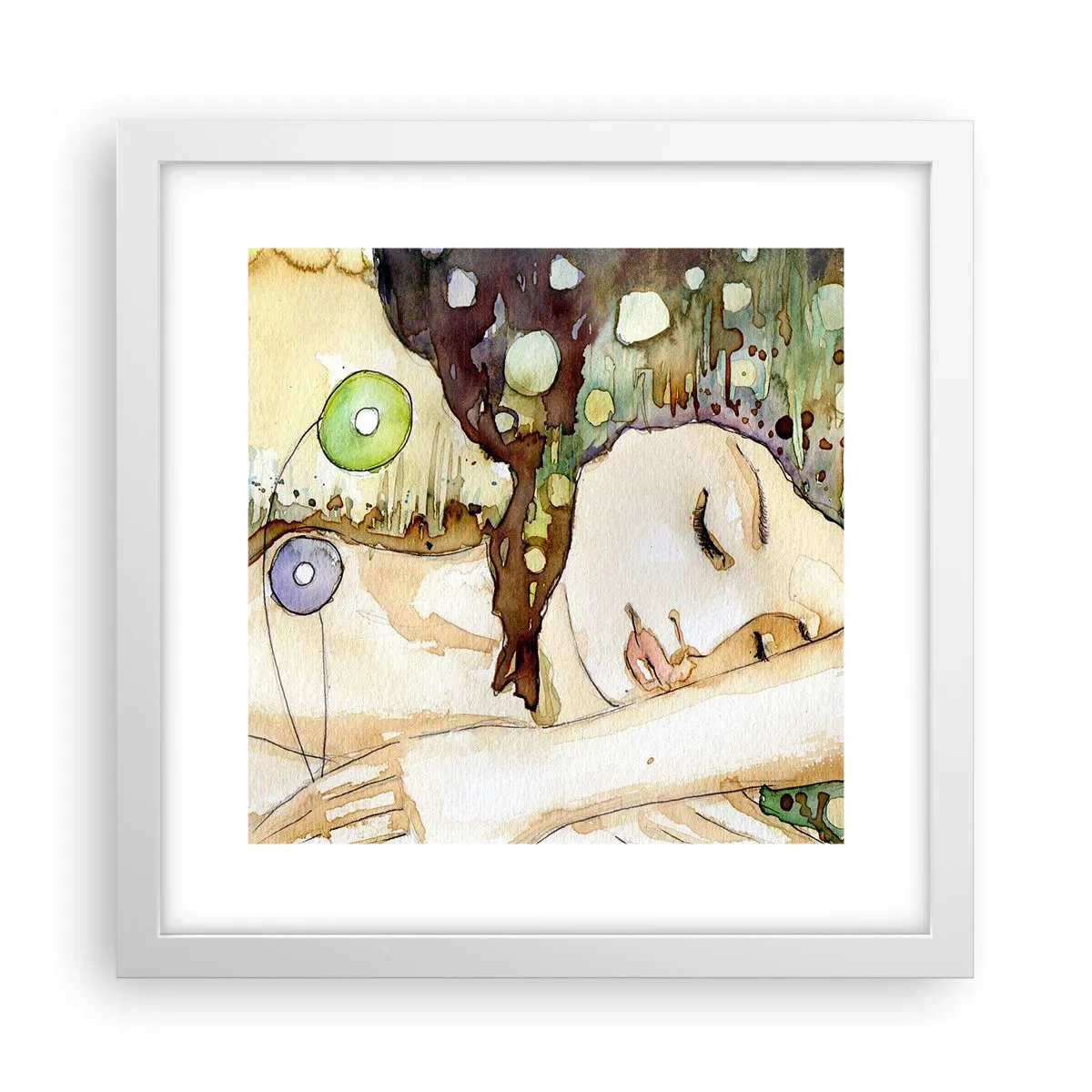 Poster in cornice bianca - Sogno smeraldo e viola - 30x30 cm