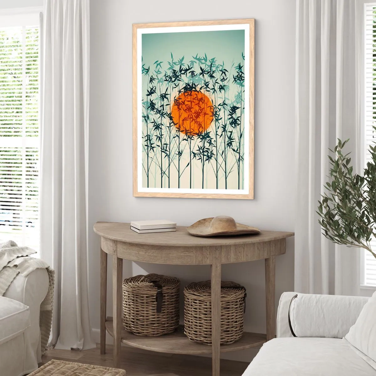 Poster in cornice rovere chiaro - Sole giapponese - 70x100 cm