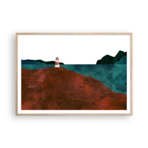 Poster in cornice rovere chiaro - Contemplando il mare - 100x70 cm