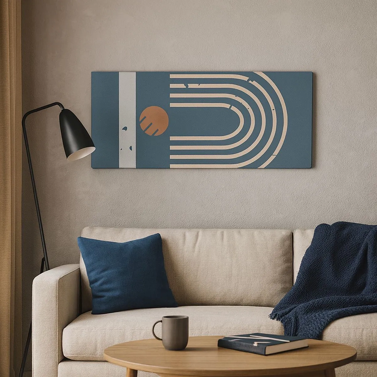 Quadro su tela - Stampe su Tela - Geometria in blu - 100x40 cm