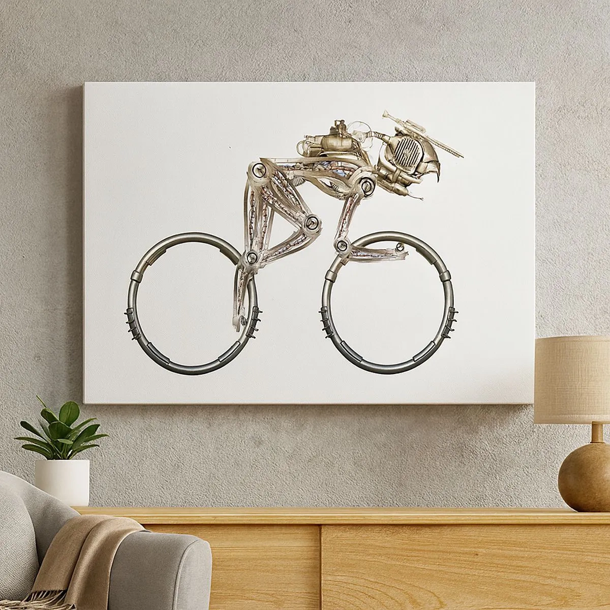 Quadro su tela - Stampe su Tela - Una bicicletta meccanica dal design futuristico - 70x50cm - Macchina perfetta - Decorazione murale moderna per soggiorno e camera da letto ARTTOR