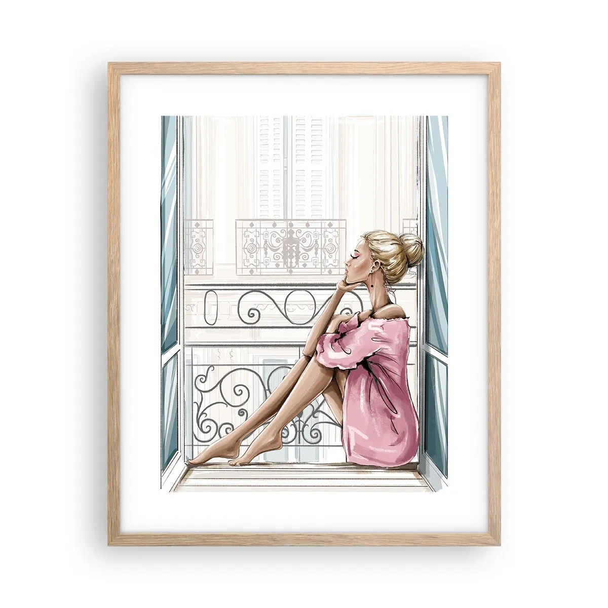 Poster in cornice rovere chiaro - Mattino parigino - 40x50 cm