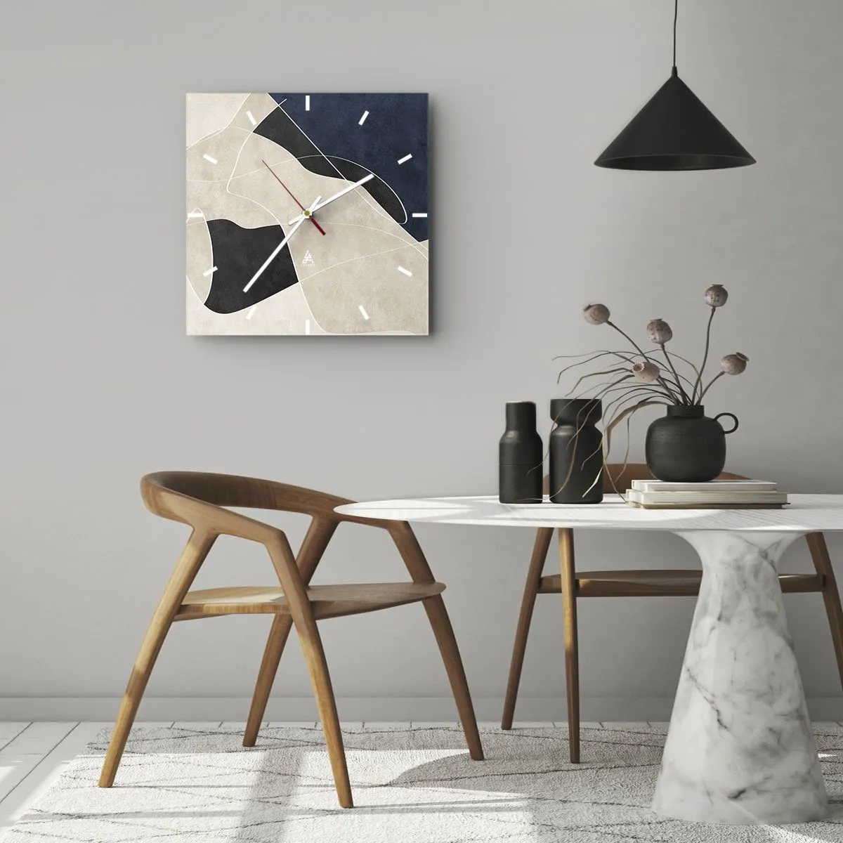 Orologio da parete - Orologio in Vetro - Composizione astratta: il contrasto dei colori - 40x40 cm
