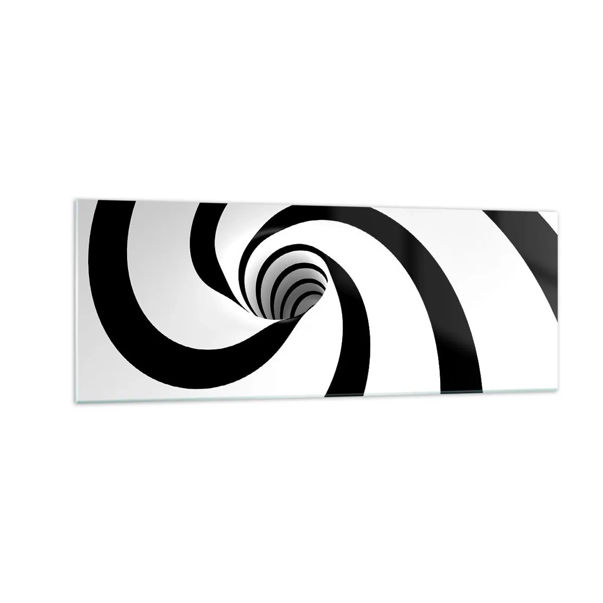 Quadro su vetro - Spirale astratta in bianco e nero con effetto vortice - 140x50cm - Lasciarsi andare al vortice? - Decorazione murale moderna per soggiorno e camera da letto ARTTOR