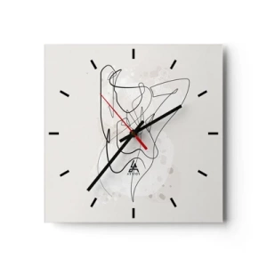 Orologio da parete - Orologio in Vetro - Figura astratta di linea artistica su uno sfondo chiaro - 30x30cm - L'arte della seduzione - Decorazione murale moderna per soggiorno e camera da letto ARTTOR