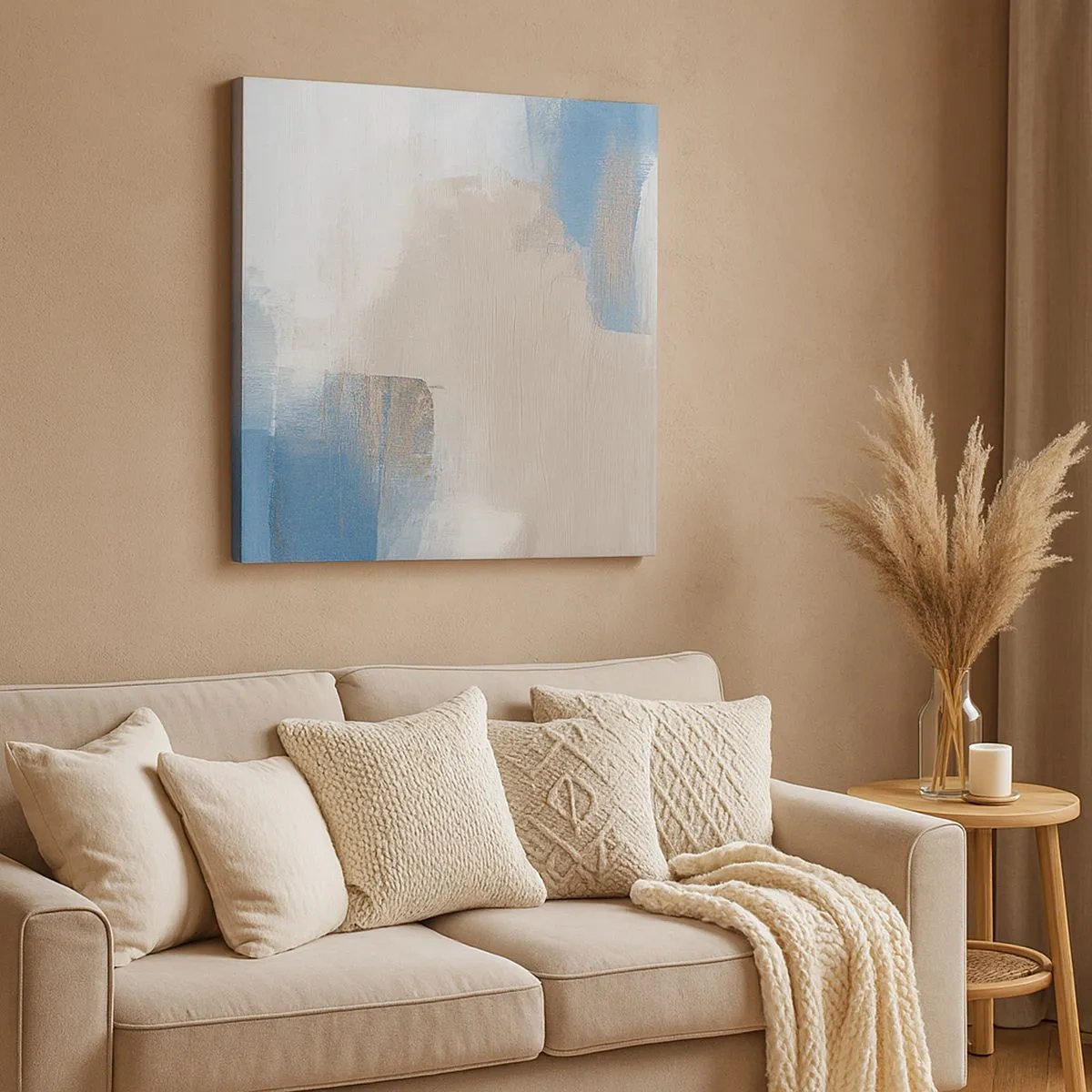 Quadro su tela - Stampe su Tela - Astrazione rosa coperta dal blu - 30x30 cm