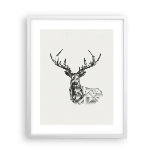 Poster in cornice bianca - Cervo in stile cubista - 40x50 cm