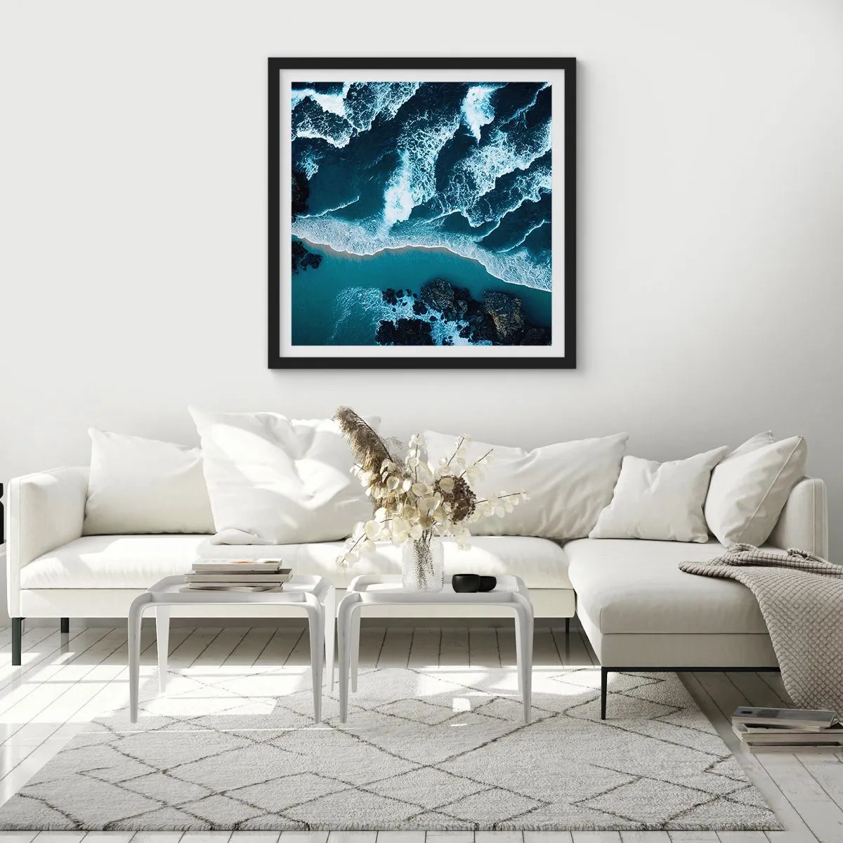 Poster in cornice nera - Avvolte dalle onde - 40x40 cm