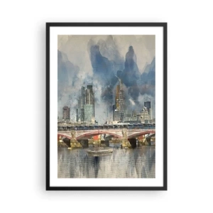 Poster in cornice nera - Paesaggio urbano con un ponte e grattacieli sullo sfondo - 50x70cm - Londra in tutta la sua bellezza - Decorazione murale moderna per soggiorno e camera da letto ARTTOR