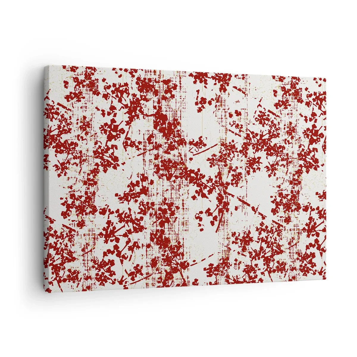 Quadro su tela - Stampe su Tela - Fiori rossi su sfondo bianco in stile artistico - 70x50cm - Come l'antico percalle - Decorazione murale moderna per soggiorno e camera da letto ARTTOR