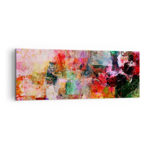 Quadro su tela - Stampe su Tela - Una composizione astratta con tonalità dominanti di rosa e rosso. - 140x50cm - Viaggio attraverso le rose - Decorazione murale moderna per soggiorno e camera da letto ARTTOR