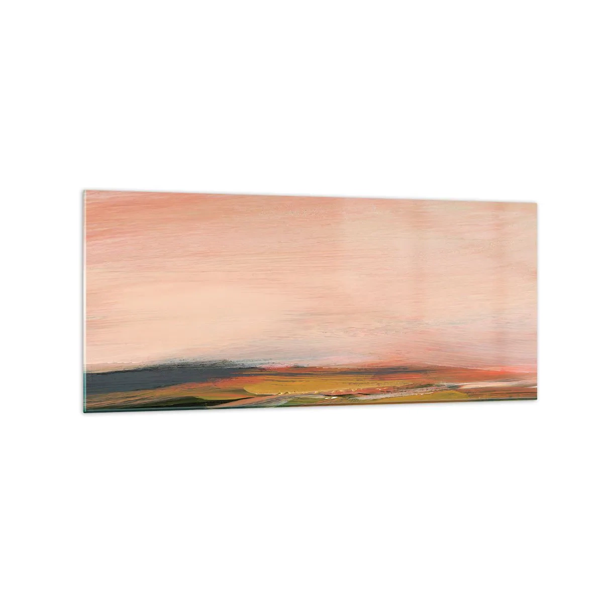 Quadro su vetro - Un paesaggio nei toni del rosa e dell'oro - 120x50cm - In tonalità di rosa - Decorazione murale moderna per soggiorno e camera da letto ARTTOR