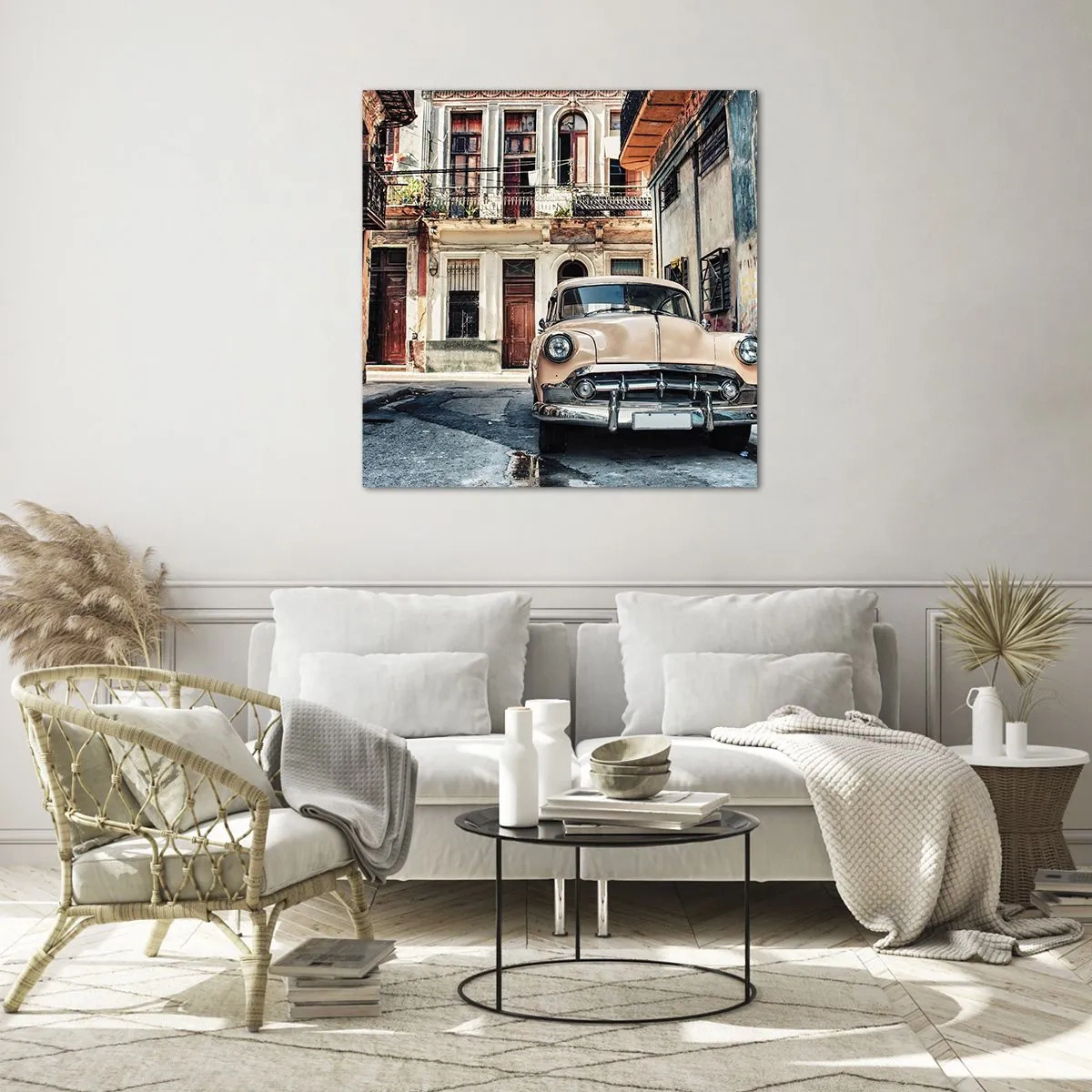 Quadro su vetro - Siesta all'Avana - 70x70 cm