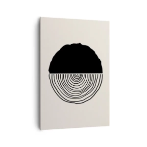 Quadro su tela - Stampe su Tela - Un motivo astratto in bianco e nero ispirato a una sezione trasversale di legno con una divisione geometrica. - 70x100cm - A metà - Decorazione murale moderna per soggiorno e camera da letto ARTTOR