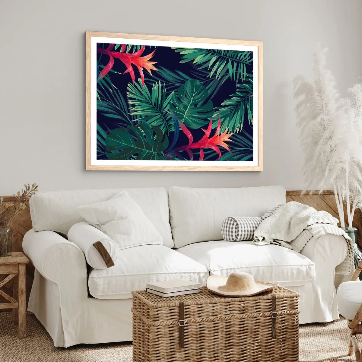 Poster in cornice rovere chiaro - Fiammante nel verde - 50x40 cm
