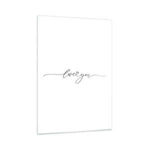 Quadro su vetro - Scritta minimalista "Ti amo" su sfondo bianco - 50x70cm - Bianco e nero - Decorazione murale moderna per soggiorno e camera da letto ARTTOR