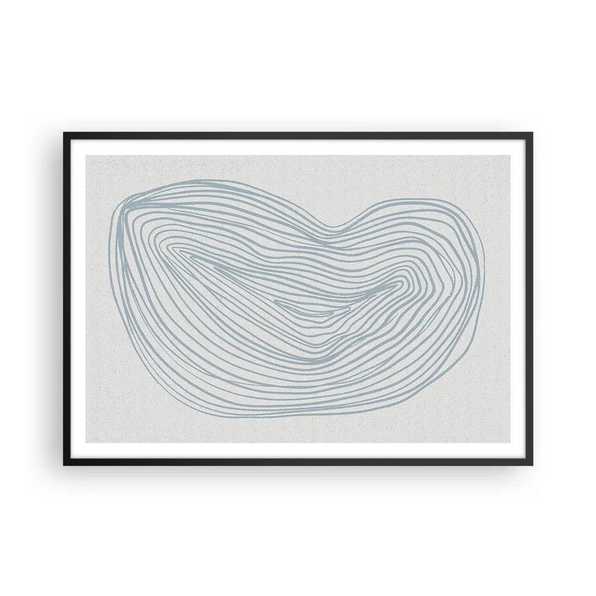 Poster in cornice nera - Motivo astratto a onde in delicato blu - 100x70cm - Il sorriso di una goccia - Decorazione murale moderna per soggiorno e camera da letto ARTTOR