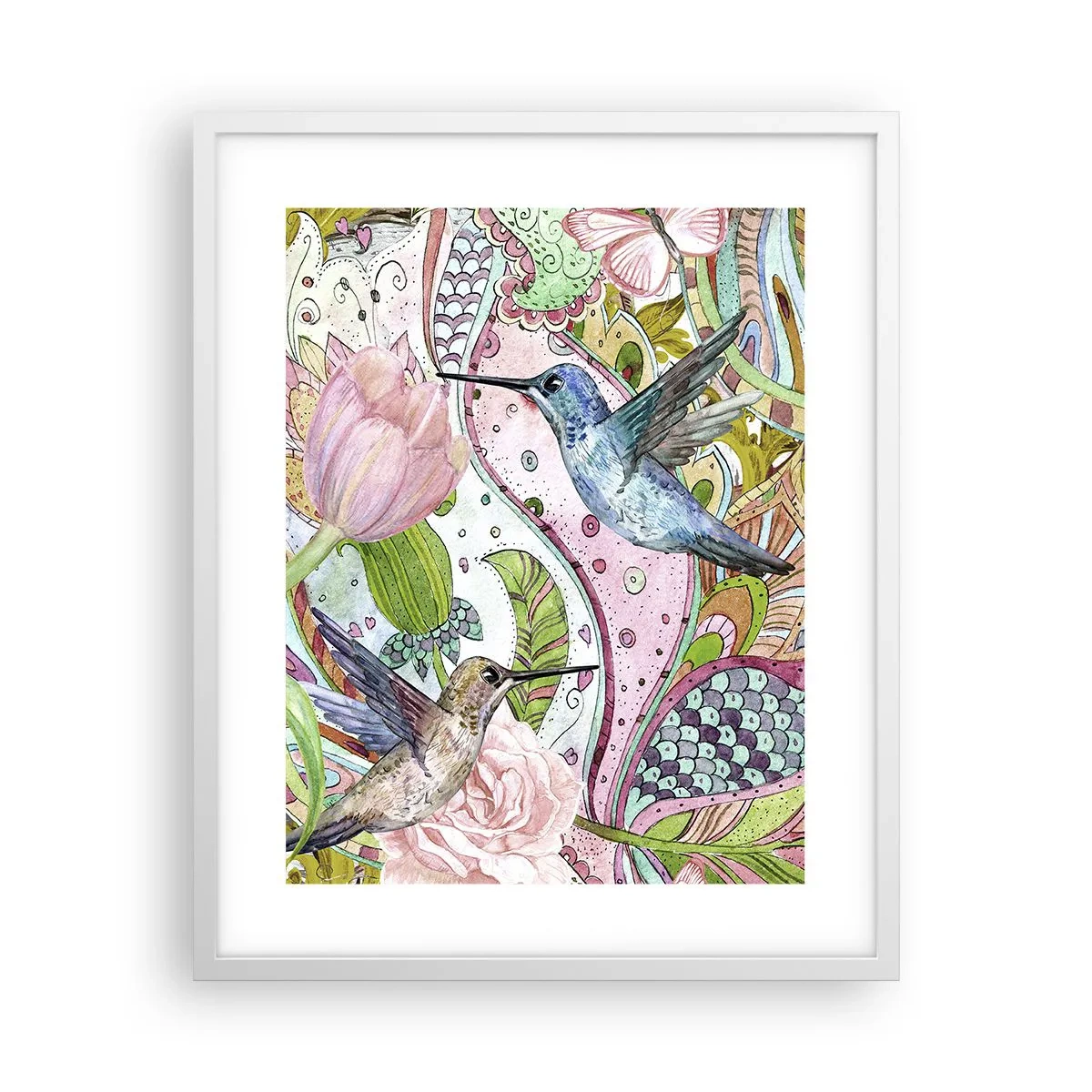 Poster in cornice bianca - Intrecciate nei rami - 40x50 cm