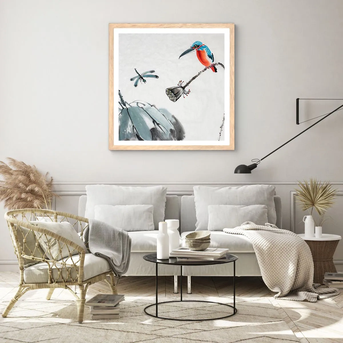 Poster in cornice rovere chiaro - La vita del prato - 50x50 cm