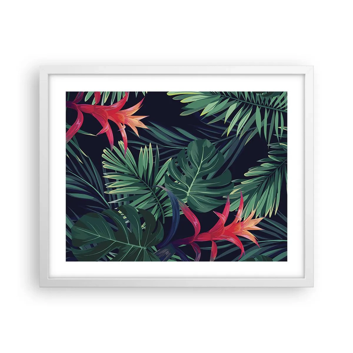 Poster in cornice bianca - Fiammante nel verde - 50x40 cm