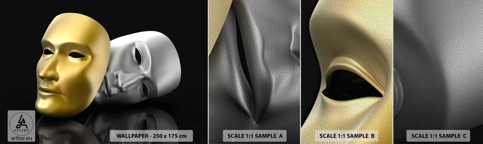 Campione di Fotomurale Premium Sand - La vita è teatro - Cappuccio, Pezzo, Teatro - 100x30 cm