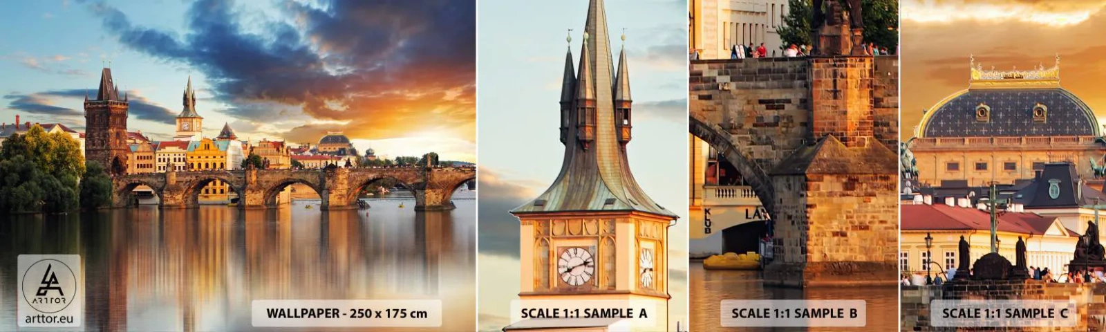 Campione Di Fotomurale Standard Eco - Bella da secoli - Città, Praga, Repubblica Ceca - 100x30 cm