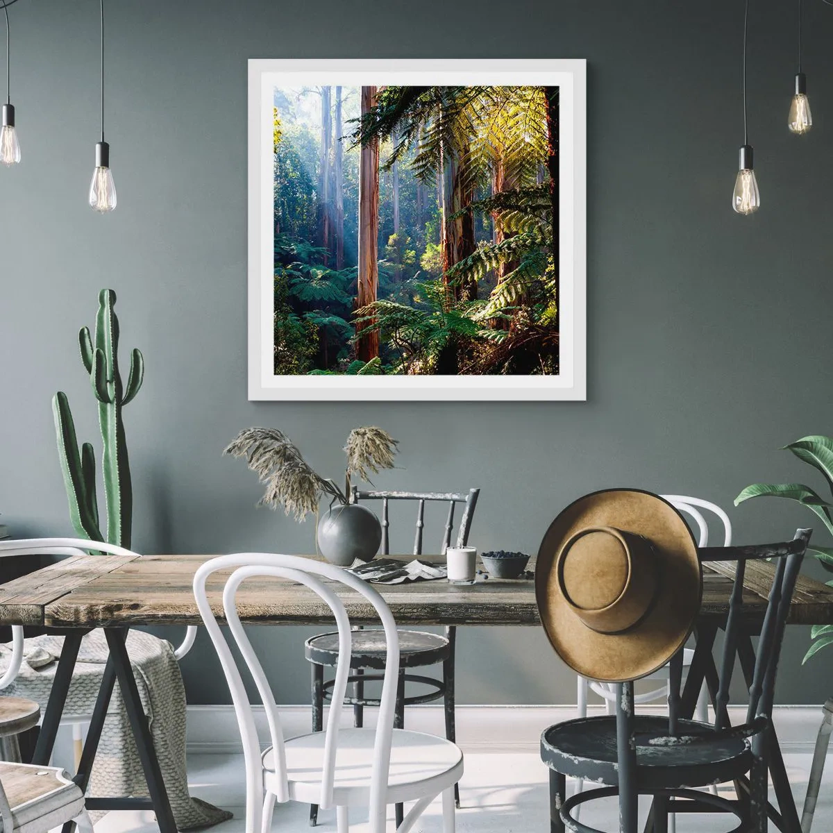 Poster in cornice bianca - La favola del bosco - 60x60 cm