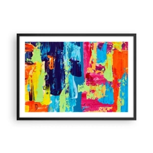 Poster in cornice nera - Composizione astratta di colori in forma dinamica - 70x50cm - La vita è bella! - Decorazione murale moderna per soggiorno e camera da letto ARTTOR