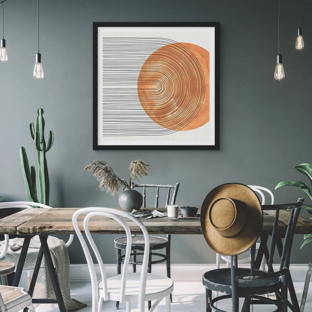 Poster in cornice nera - Composizione solare - 30x30 cm