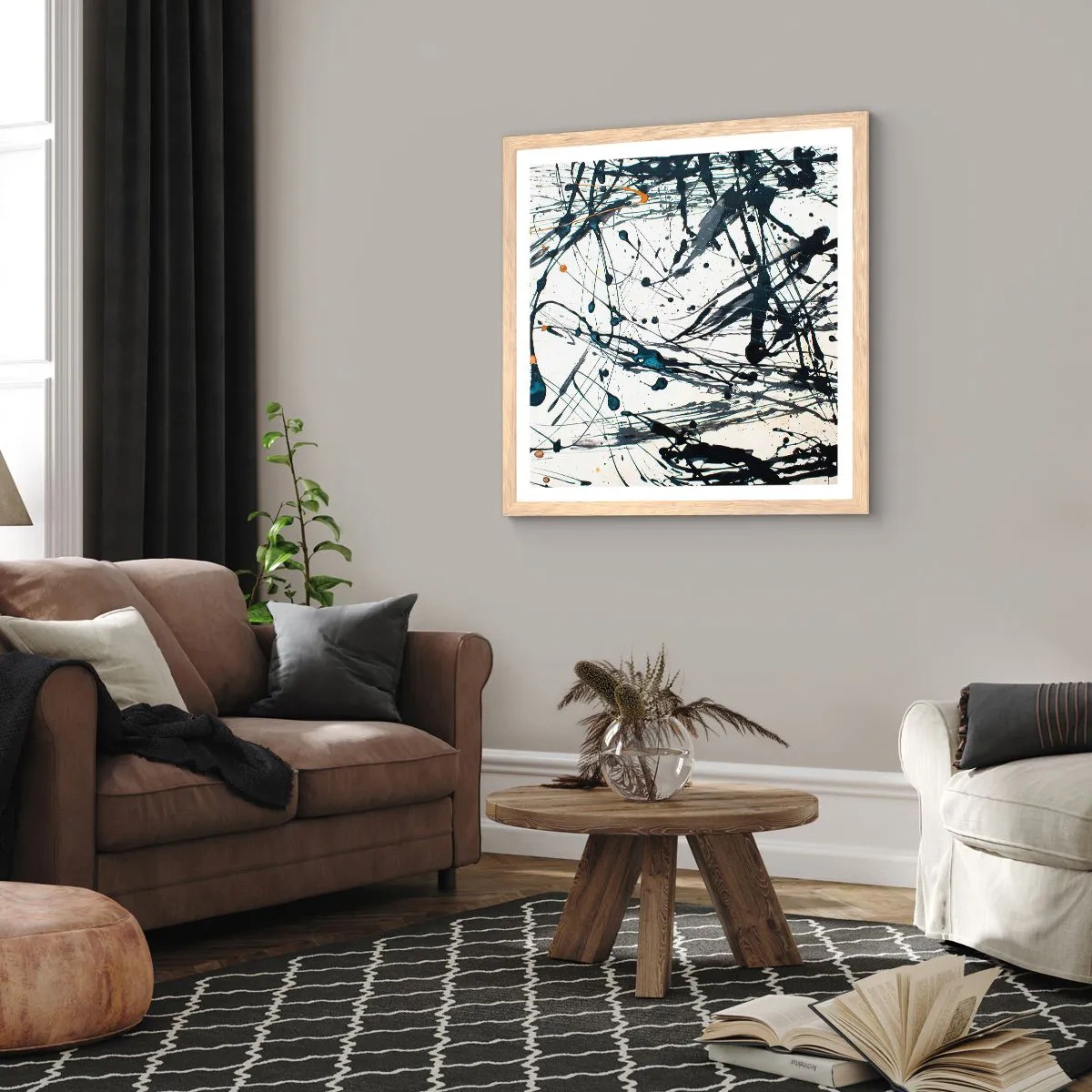 Poster in cornice rovere chiaro - Astrazione espressionistica - 60x60 cm