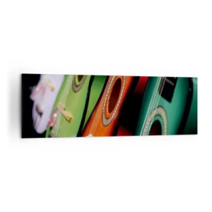 Quadro su tela - Stampe su Tela - Chitarre colorate in diverse tonalità disposte in fila - 160x50cm - La chitarra ha molti colori - Decorazione murale moderna per soggiorno e camera da letto ARTTOR