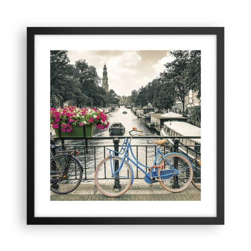 Poster in cornice nera - I colori delle strade di Amsterdam - 40x40 cm