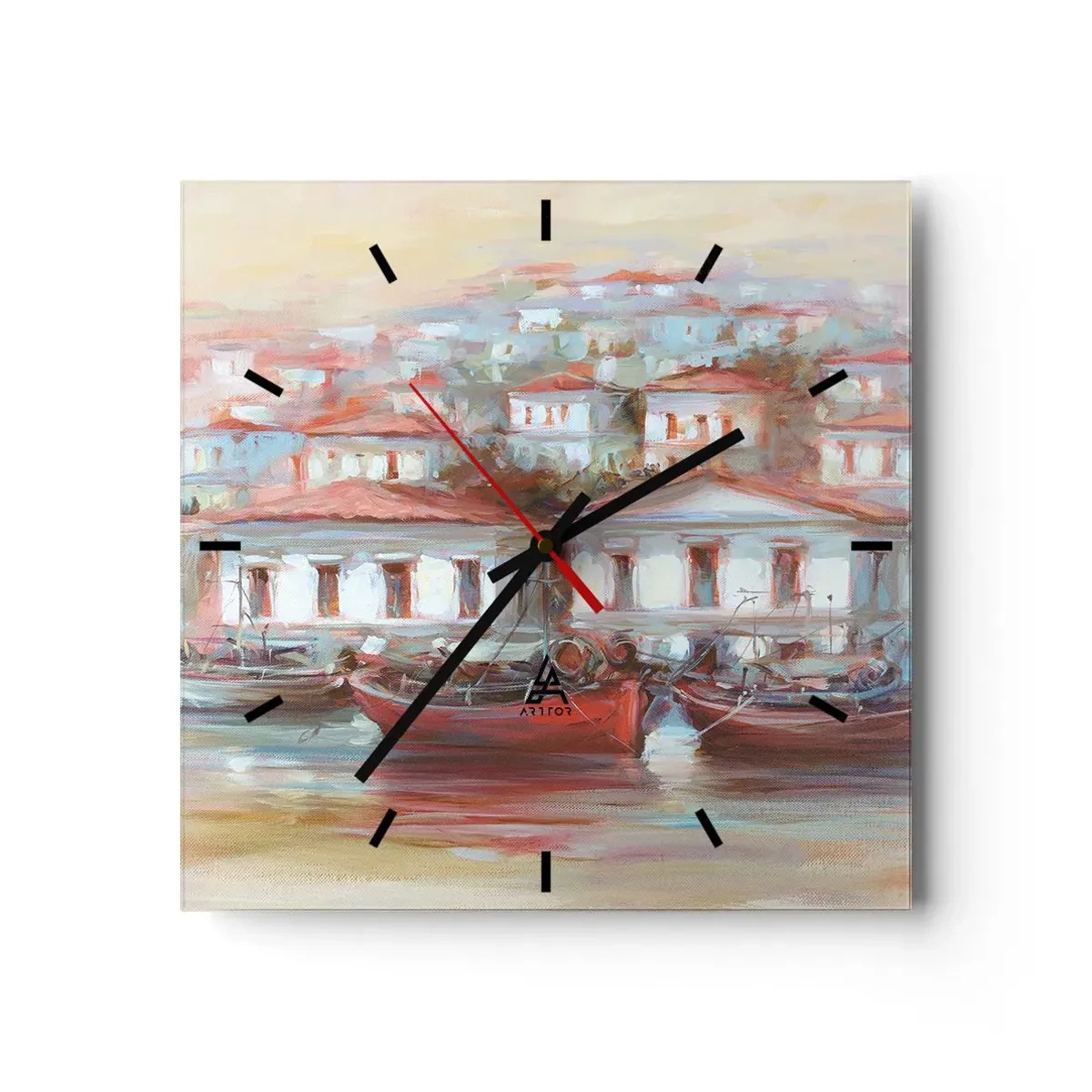Orologio da parete - Orologio in Vetro - Cittadina felice - 40x40 cm