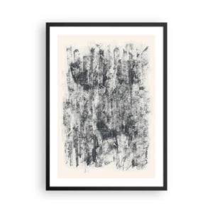 Poster in cornice nera - Motivo grafico retrò della foresta - 50x70cm - Composizione nebbiosa - Decorazione murale moderna per soggiorno e camera da letto ARTTOR