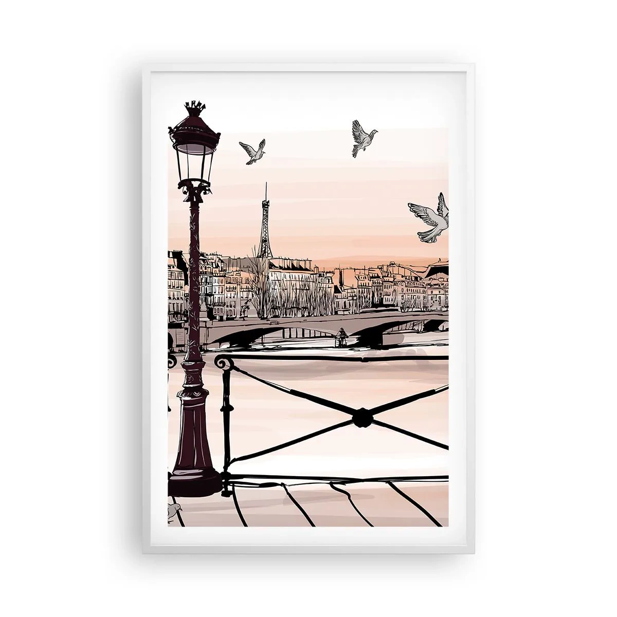 Poster in cornice bianca - Sui tetti di Parigi - 61x91 cm