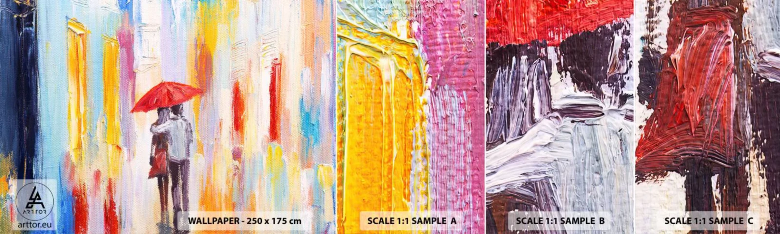 Campione di Fotomurale Adesivo Deluxe Sticker - Che piova ancora - Coppia di innamorati, Persone, Astrazione - 100x30 cm