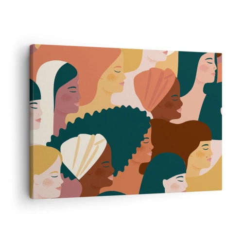 Quadro su tela - Stampe su Tela - Profili colorati di donne in vari stili - 70x50cm - Solo femminilità - Decorazione murale moderna per soggiorno e camera da letto ARTTOR