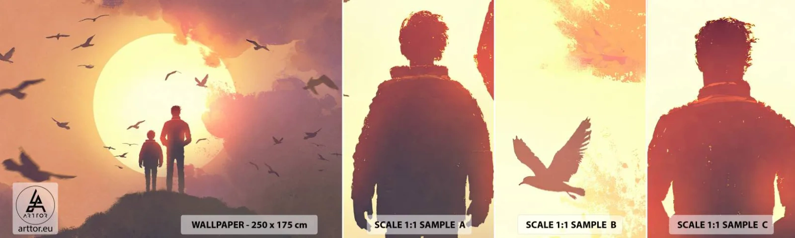 Campione di Fotomurale Adesivo Deluxe Sticker - Faccia a faccia con il sole - Astrazione, Fantasia, Pezzo - 100x30 cm