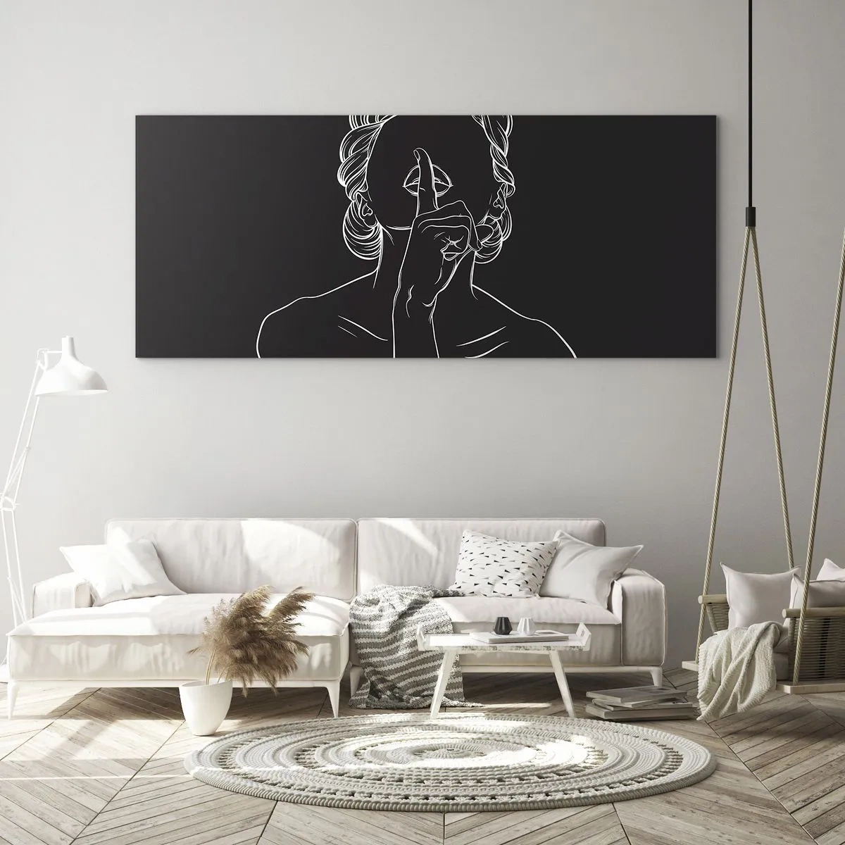 Quadro su vetro - Il bello emerge nel silenzio - 90x30 cm