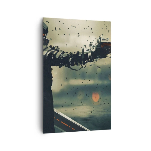 Quadro su tela - Stampe su Tela - Guerriero cibernetico con armi futuristiche - 80x120cm - L'arma assassina: il tuo Terminator - Decorazione murale moderna per soggiorno e camera da letto ARTTOR